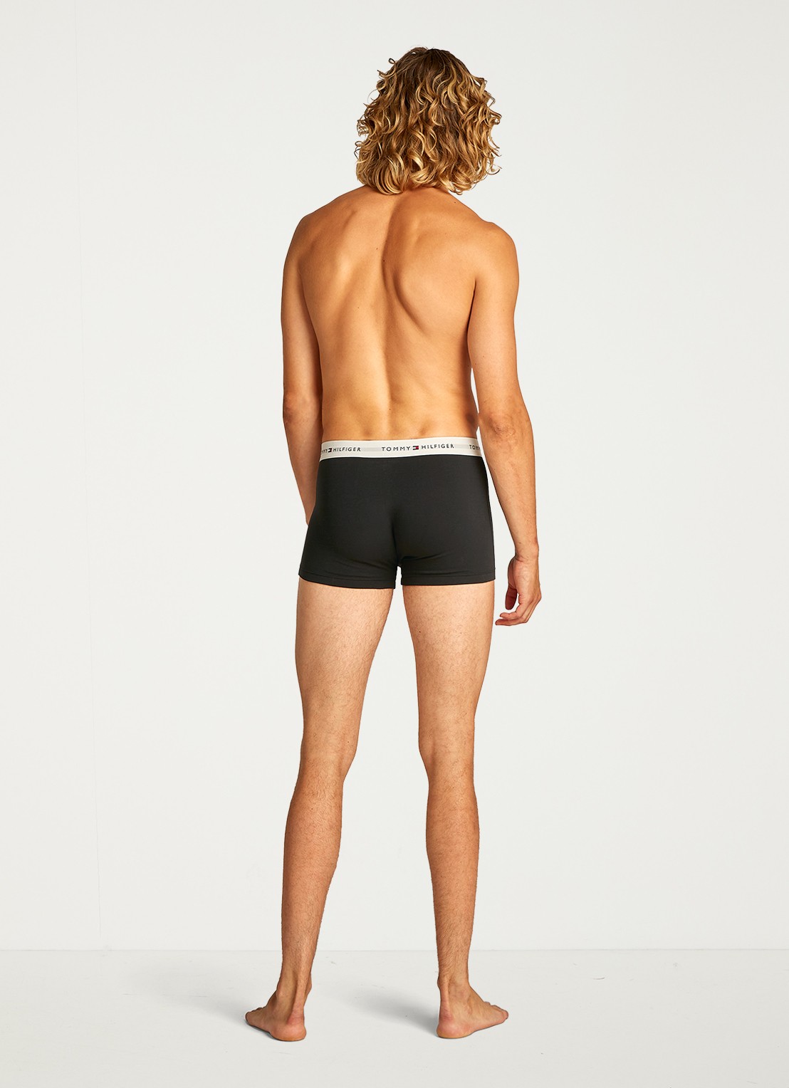 Tommy Hilfiger Boxershorts met logoband in 3-pack - achterkant staalblauw