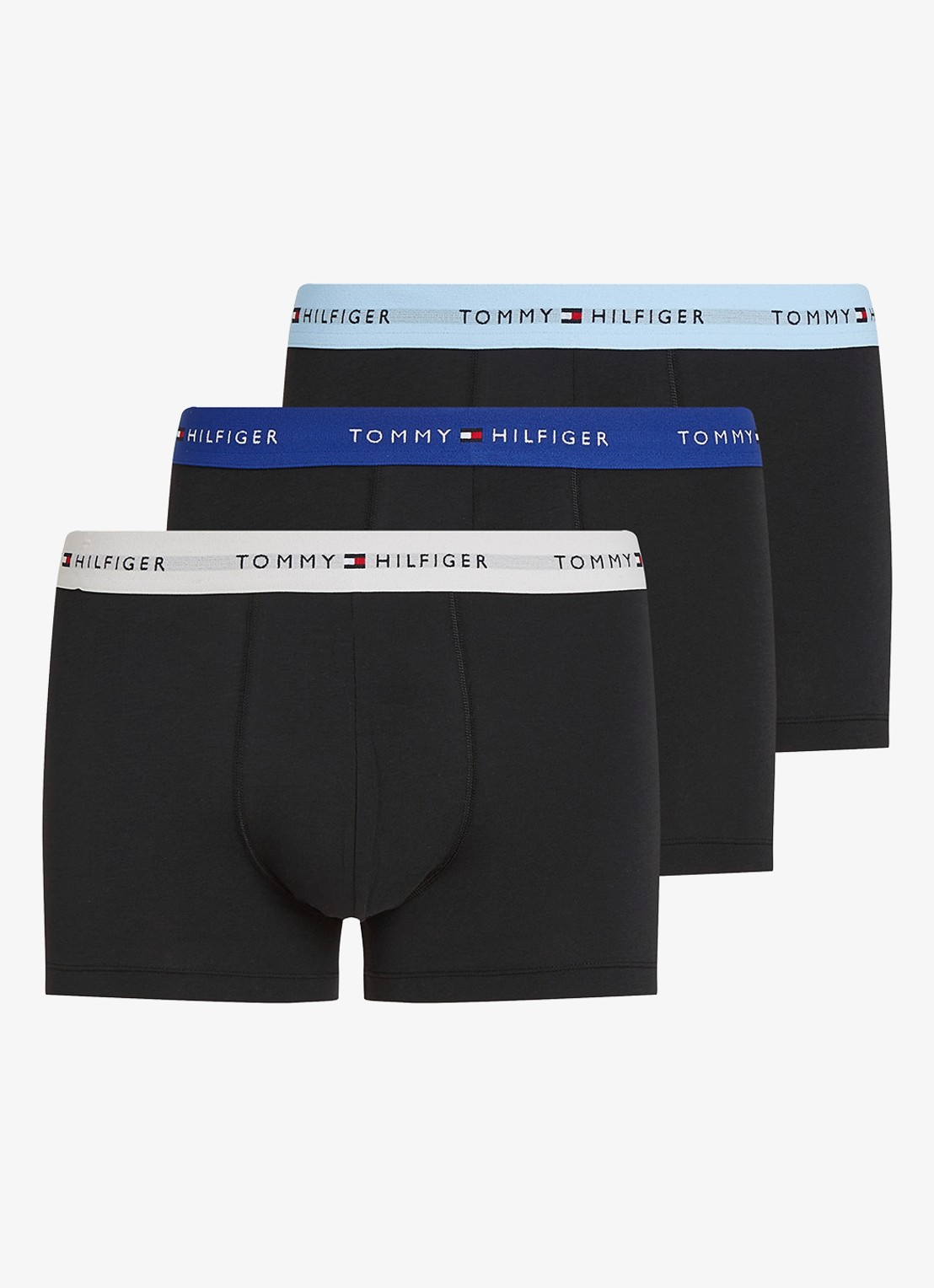 Tommy Hilfiger Boxershorts met logoband in 3-pack - voorkant 2 staalblauw