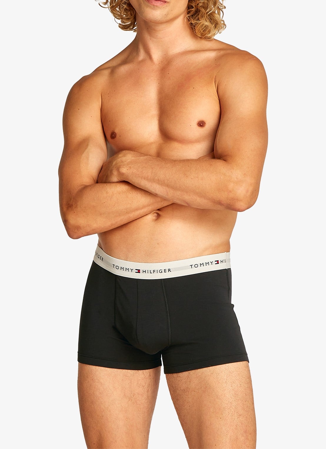Tommy Hilfiger Boxershorts met logoband in 3-pack - voorkant 3 staalblauw