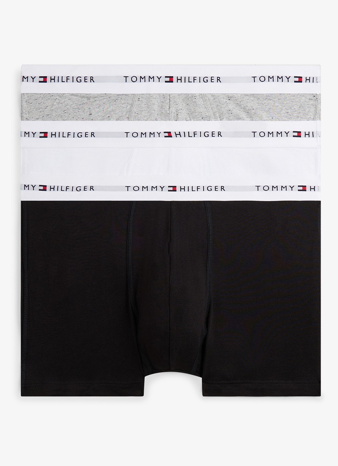 Tommy Hilfiger Boxershorts met logoband in 3-pack - voorkant grey heather/black/white-0xo