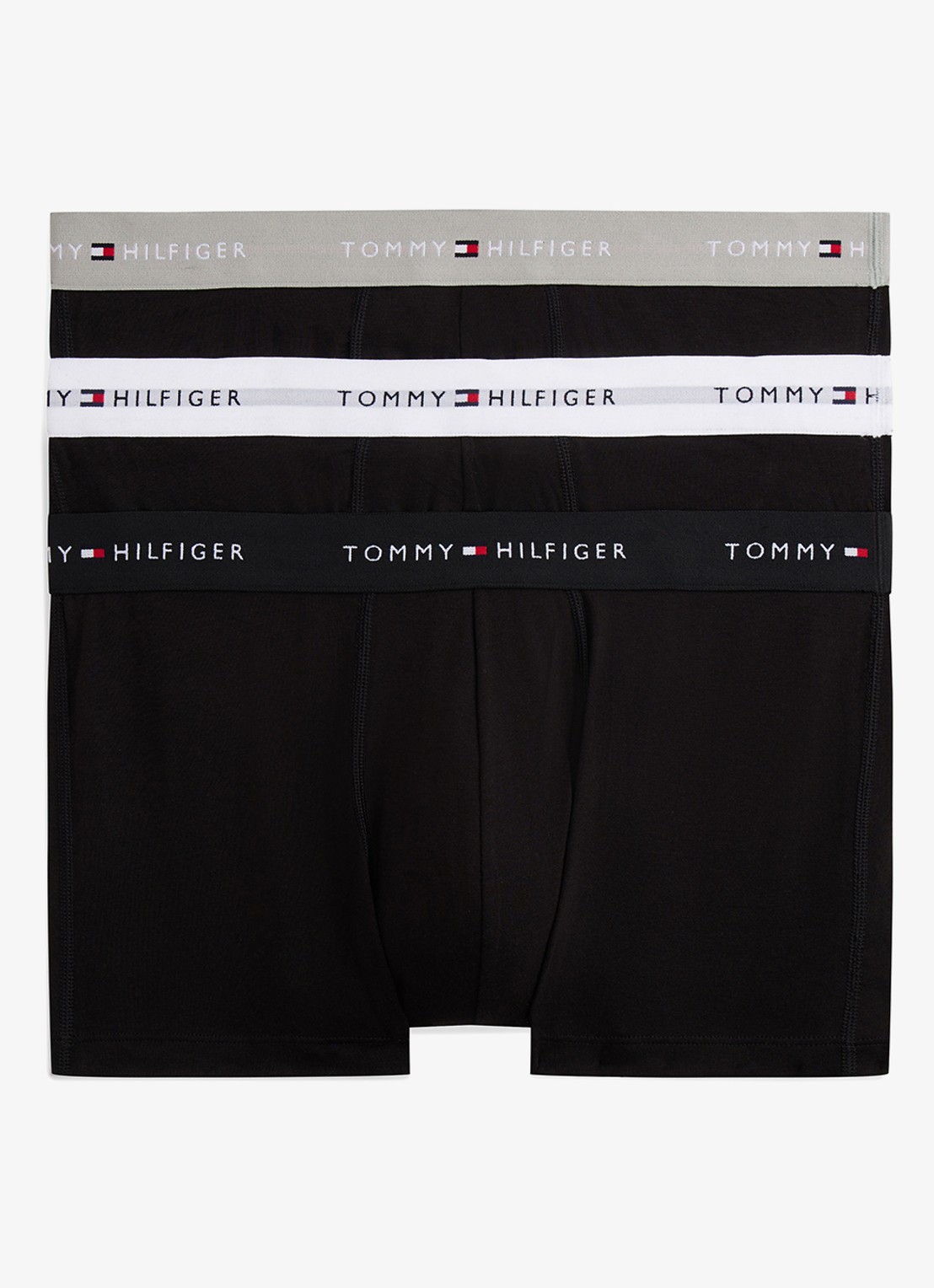 Tommy Hilfiger Boxershorts met logoband in 3-pack - voorkant grijsmele