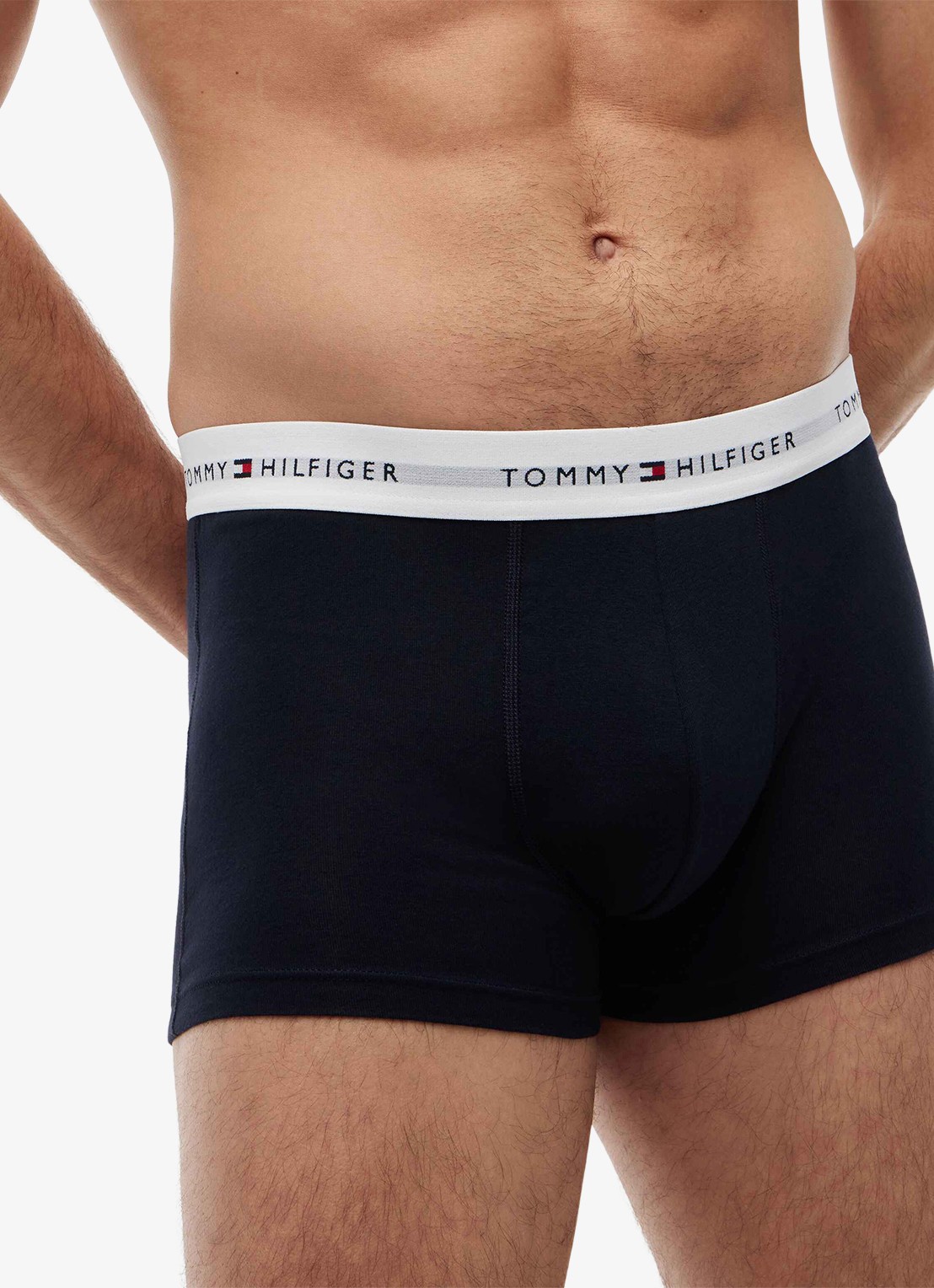Tommy Hilfiger Boxershorts met logoband in 3-pack - detail donkerblauw
