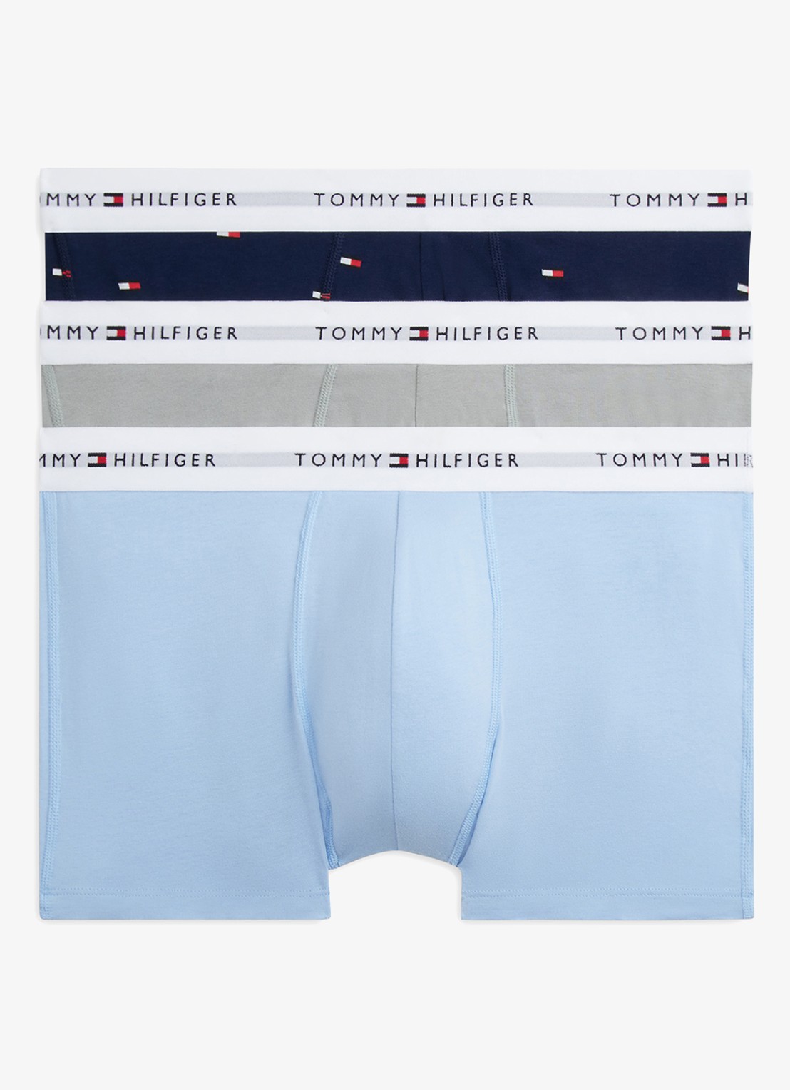 Tommy Hilfiger Boxershorts met logoband in 3-pack - voorkant 4 lichtblauw