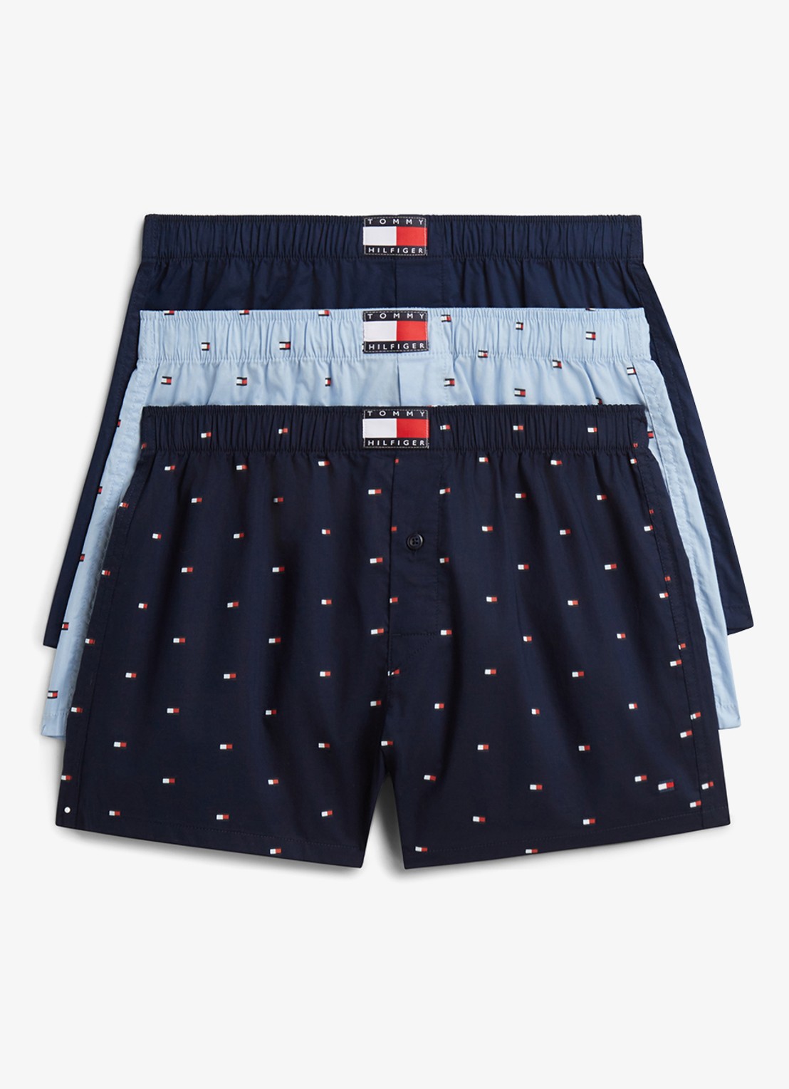 Tommy Hilfiger Boxershorts met logoband in 3-pack - voorkant blauw