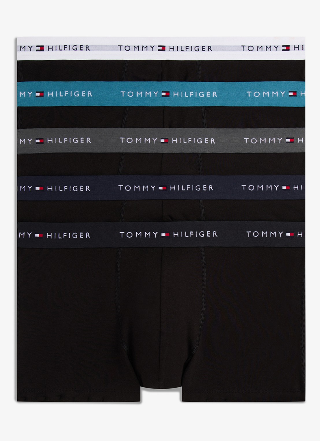 Tommy Hilfiger Boxershorts met logoband in 5-pack - voorkant lichtblauw