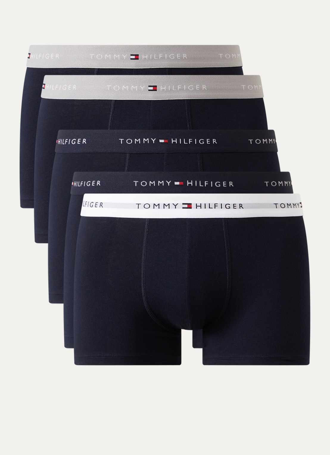 Tommy Hilfiger Boxershorts met logoband in 5-pack - voorkant 8 donkerblauw