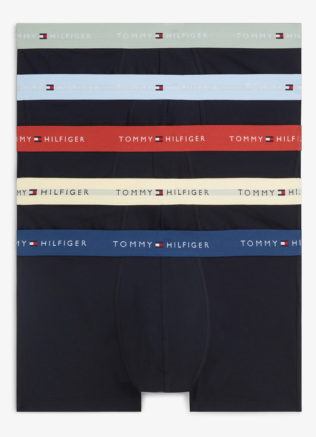 Tommy Hilfiger Boxershorts met logoband in 5-pack - voorkant zwart