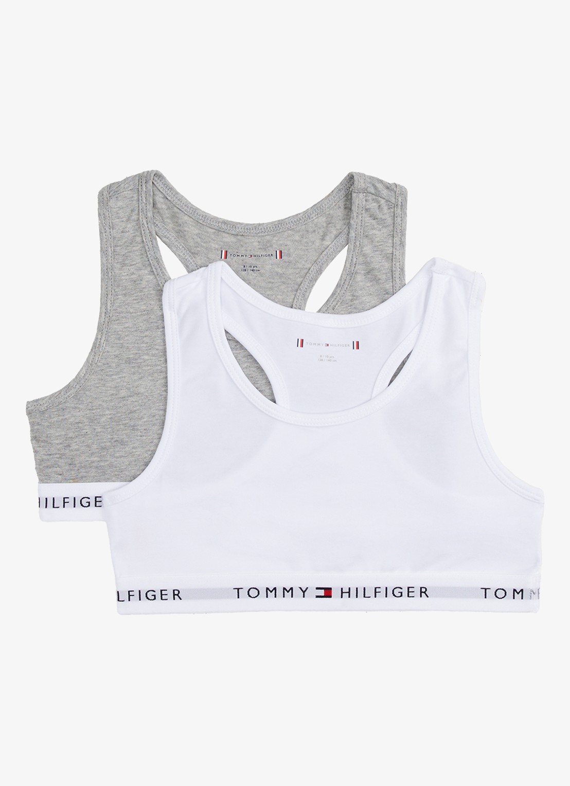 Tommy Hilfiger Bralette met logoband in 2-pack - voorkant 2 grijsmele