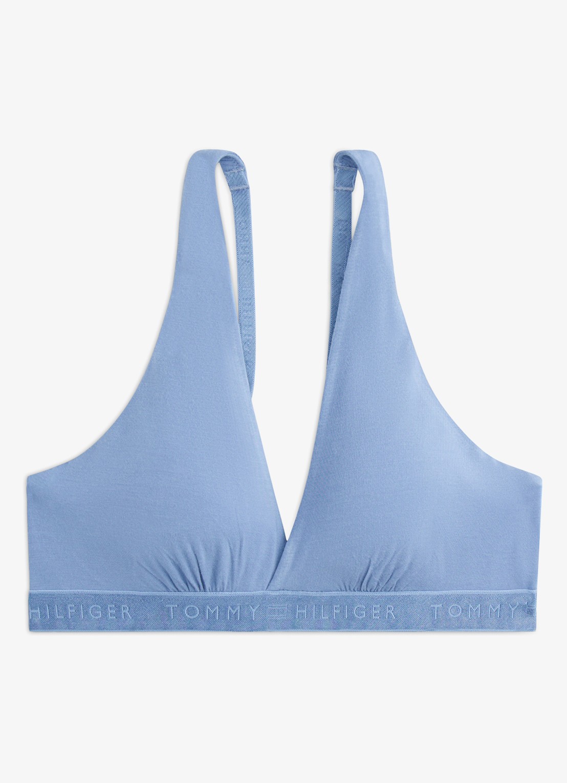 Tommy Hilfiger Bralette met uitneembare vulling en logoband - voorkant blauw
