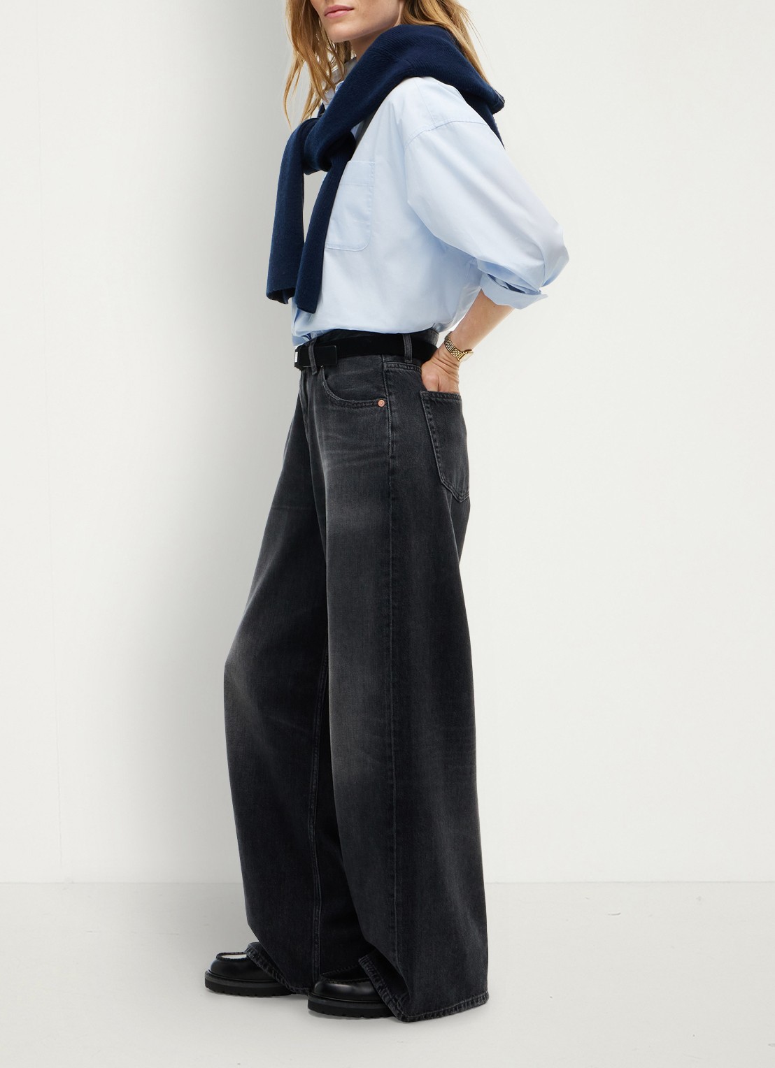 Tommy Hilfiger Charlie mid waist wide leg jeans met gekleurde wassing  - detail 2 zwart