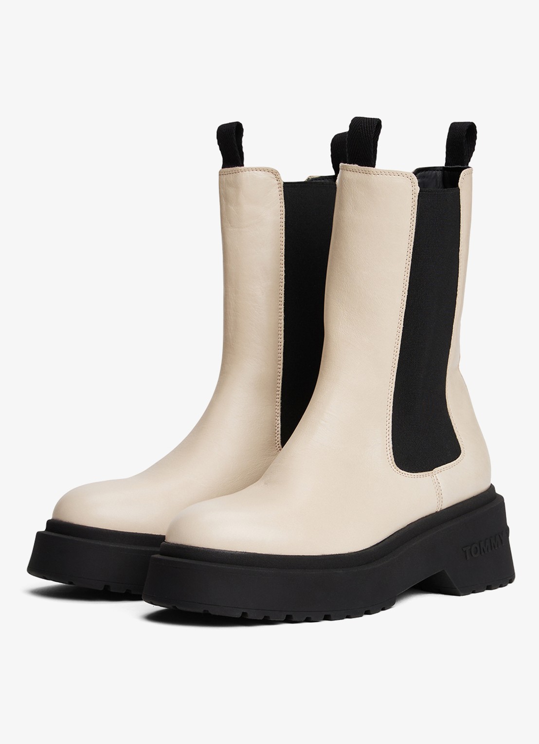 Tommy Hilfiger Chelsea boot van leer - detail 4 gebroken wit