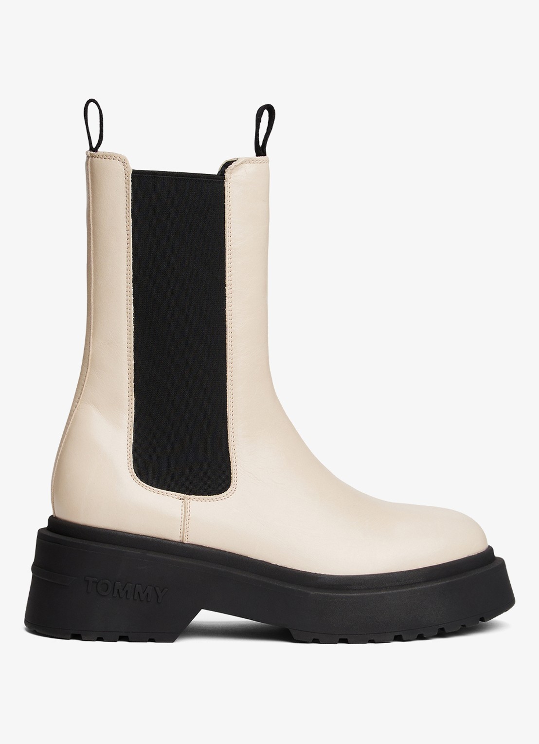 Tommy Hilfiger Chelsea boot van leer - detail 5 gebroken wit