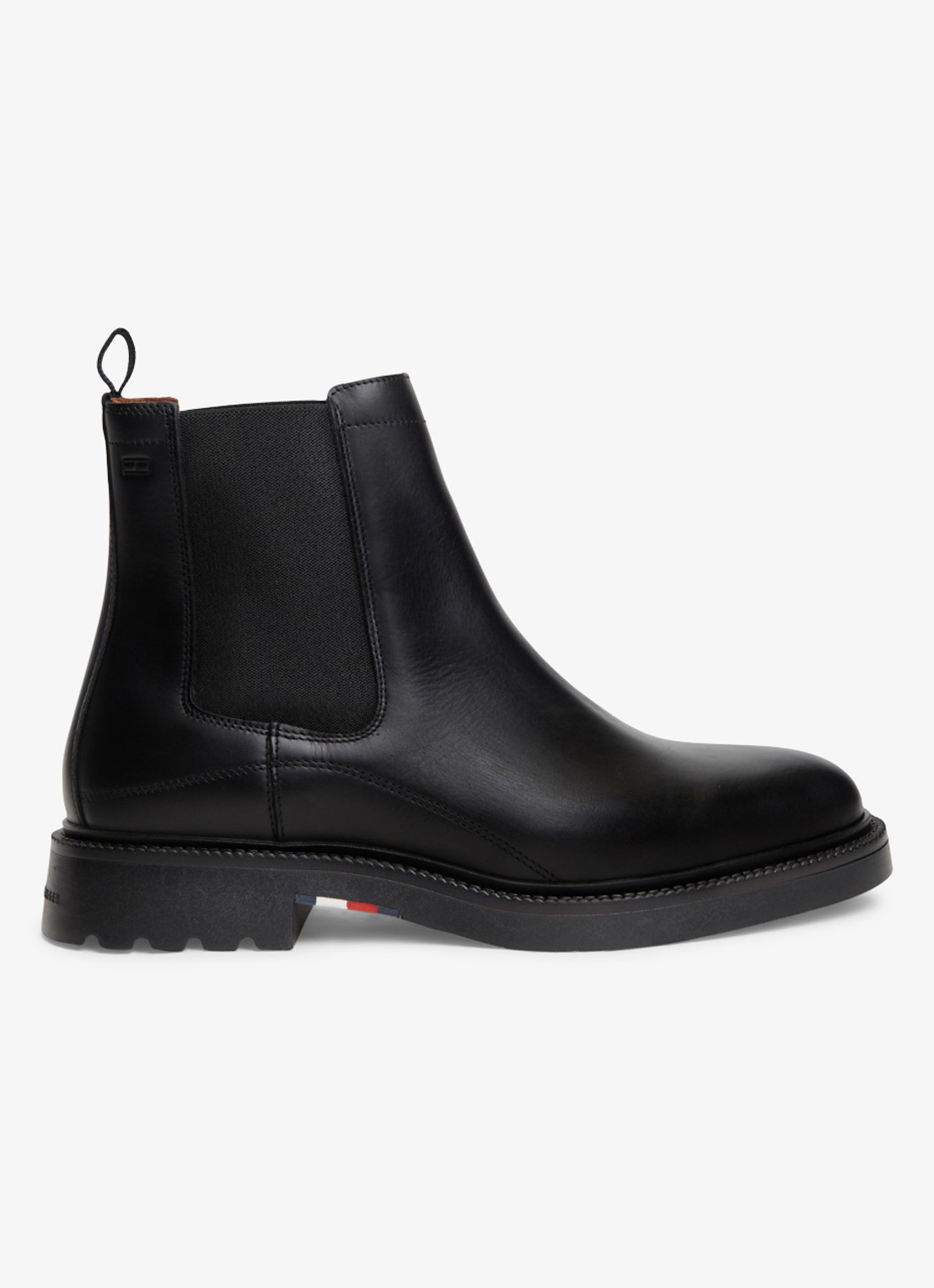 Tommy Hilfiger Chelsea boot van leer - voorkant 6 zwart