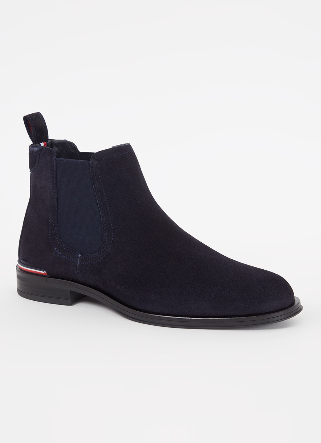 Tommy Hilfiger Chelsea boot van suède - voorkant donkerblauw