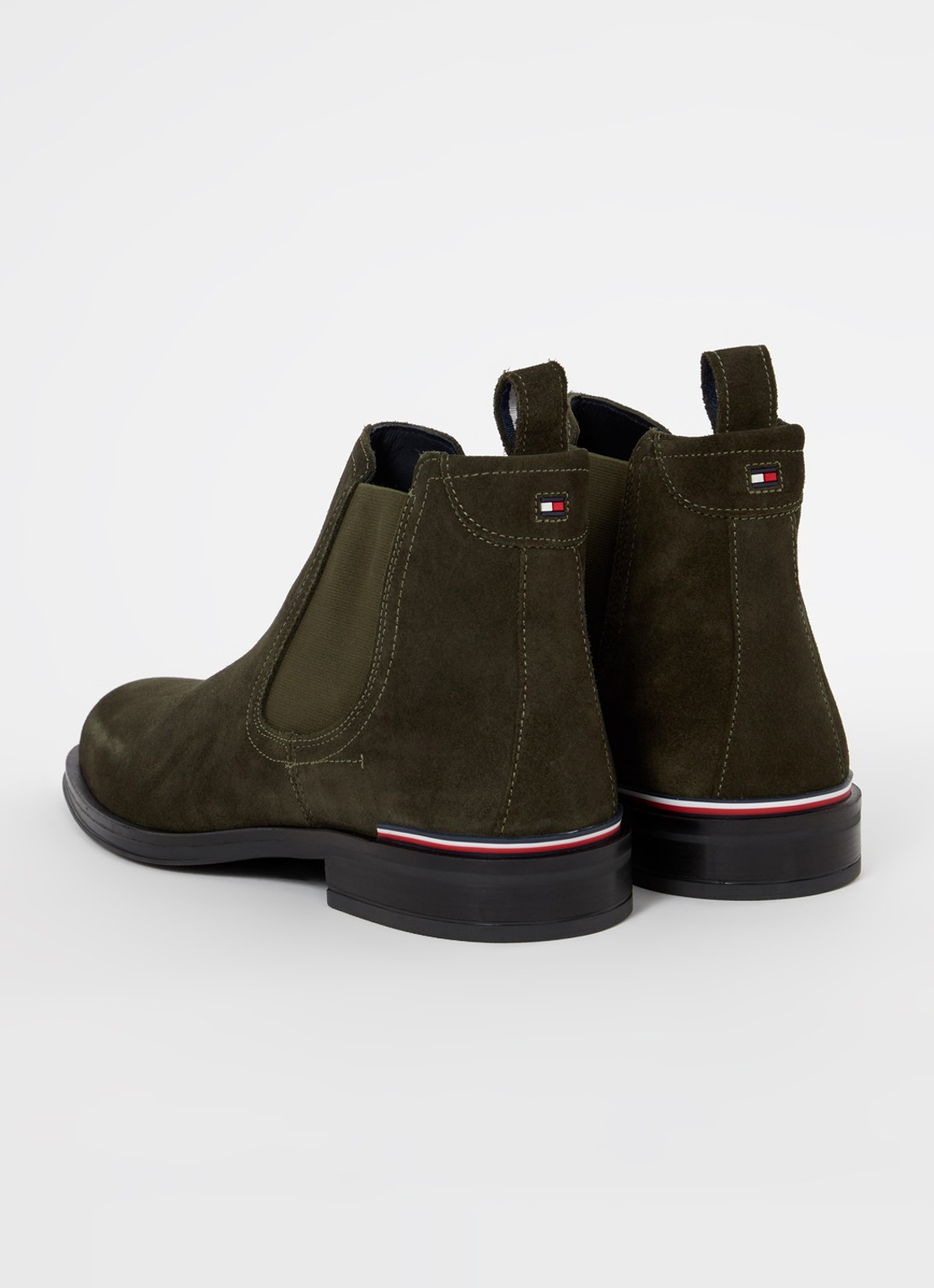 Tommy Hilfiger Chelsea boot van suède - achterkant bronsgroen
