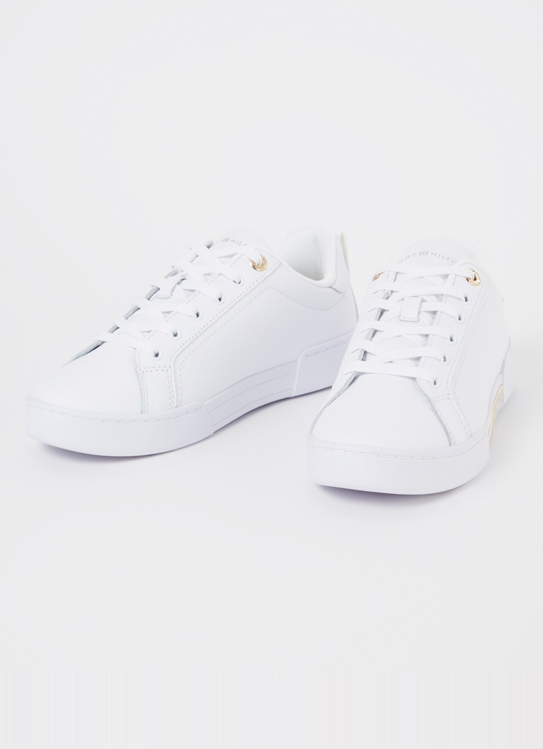 Tommy Hilfiger Chique Court sneaker van leer - detail wit