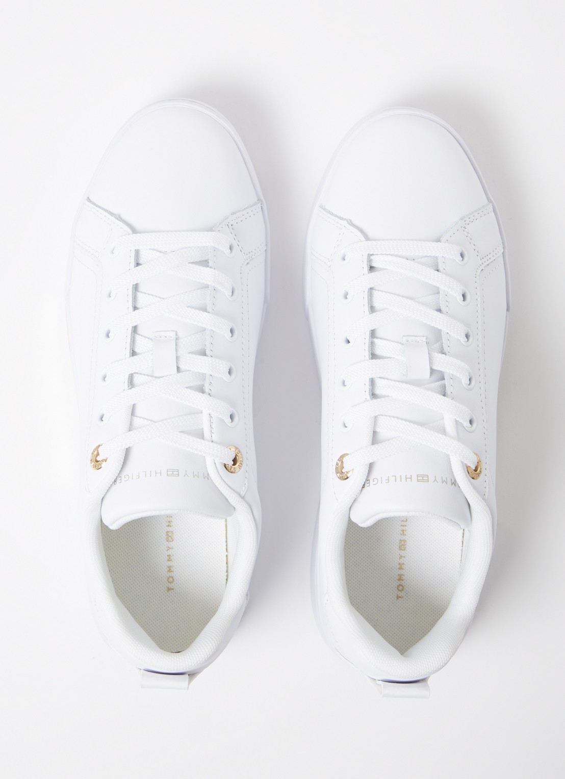 Tommy Hilfiger Chique Court sneaker van leer - detail 2 wit