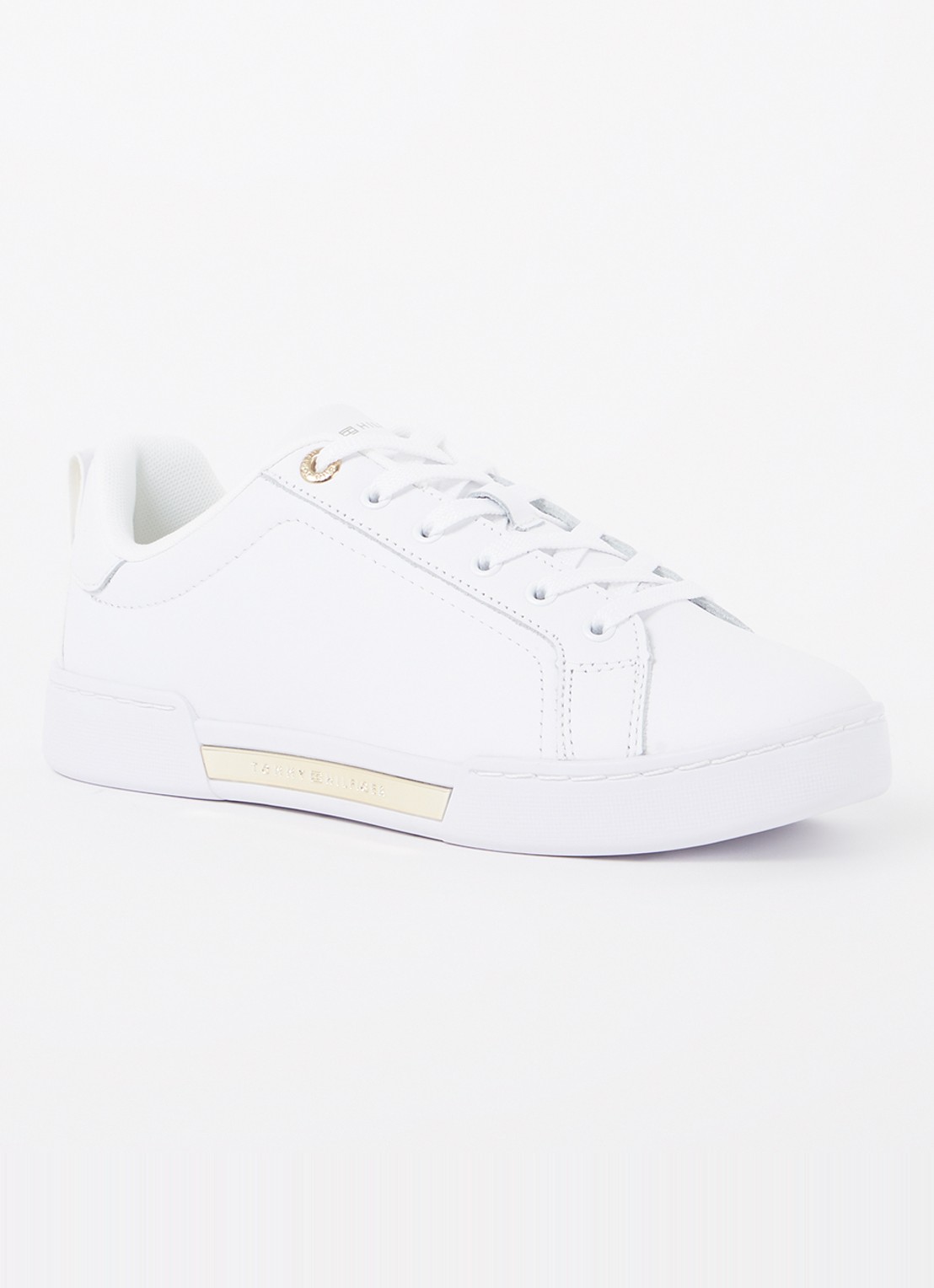 Tommy Hilfiger Chique Court sneaker van leer - voorkant 4 wit