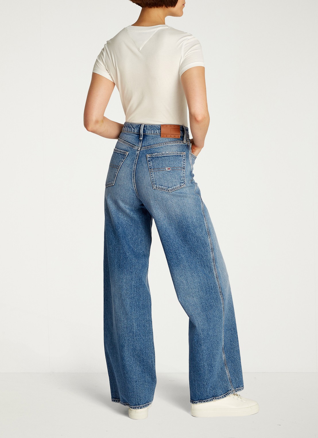 Tommy Hilfiger Claire high waist wide leg jeans met steekzakken - achterkant indigo