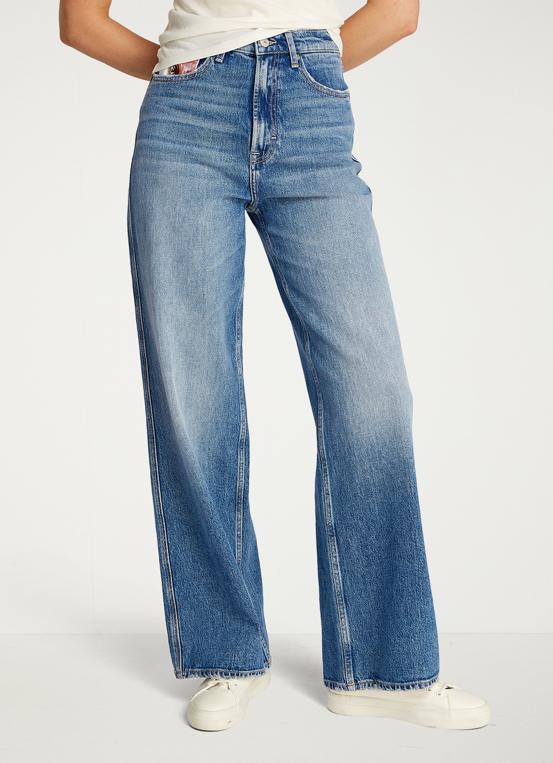 Tommy Hilfiger Claire high waist wide leg jeans met steekzakken - detail 2 indigo