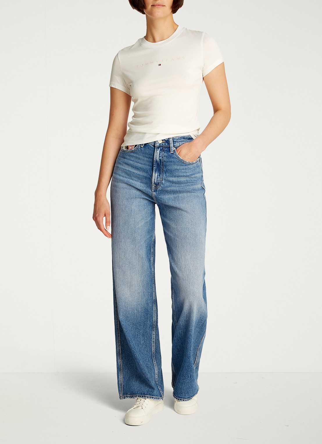 Tommy Hilfiger Claire high waist wide leg jeans met steekzakken - voorkant 6 indigo