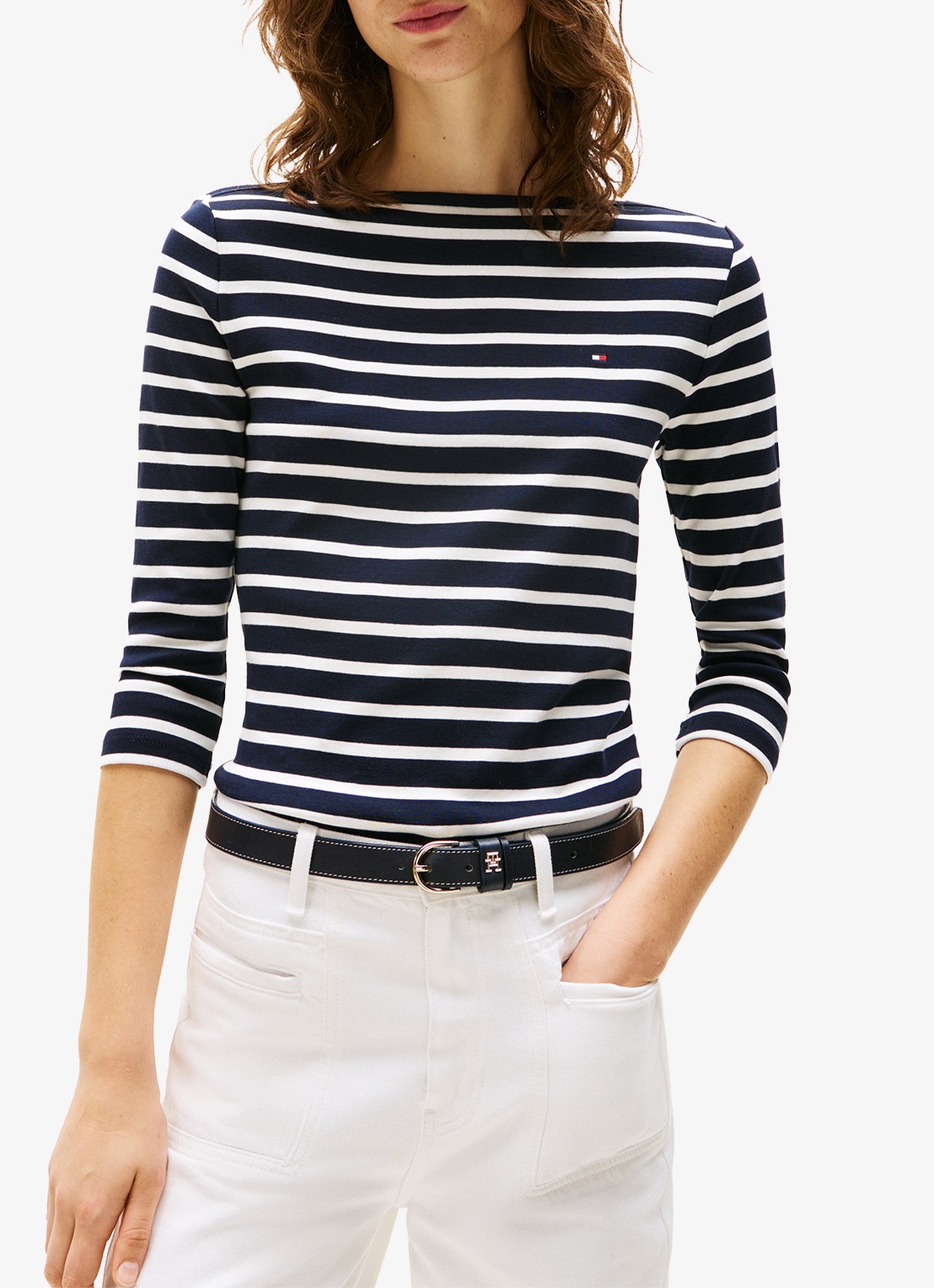 Tommy Hilfiger Cody longsleeve met logoborduring - detail 8 donkerblauw/gebroken wit