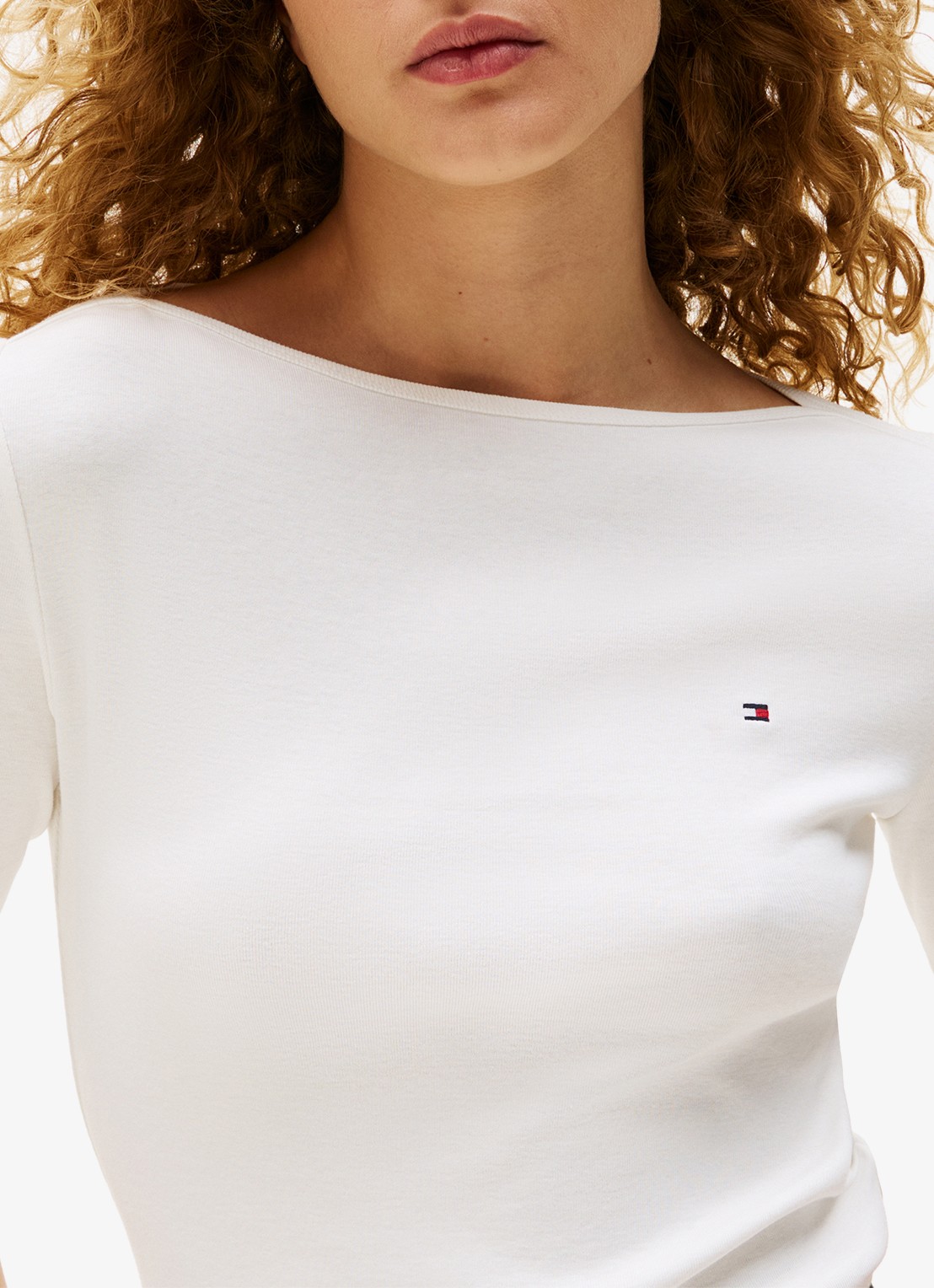 Tommy Hilfiger Cody longsleeve met logoborduring - detail 4 gebroken wit