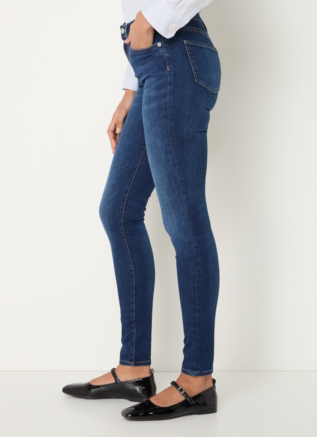 Tommy Hilfiger Como mid waist skinny jeans met donkere wassing - detail 3 indigo