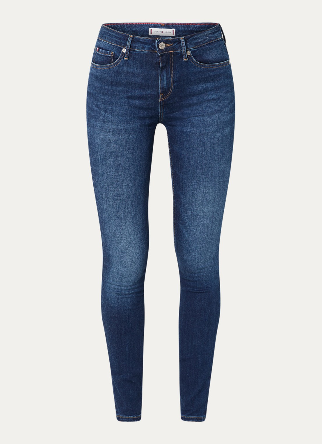 Tommy Hilfiger Como mid waist skinny jeans met donkere wassing - voorkant 4 indigo