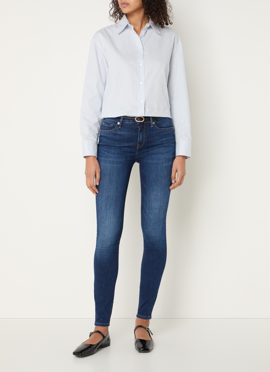 Tommy Hilfiger Como mid waist skinny jeans met donkere wassing - voorkant 5 indigo