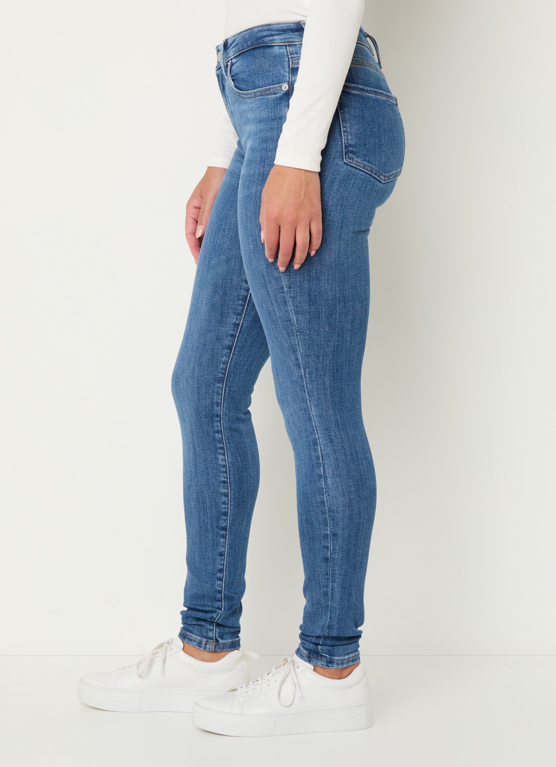 Tommy Hilfiger Como mid waist skinny jeans met medium wassing - detail 7 indigo