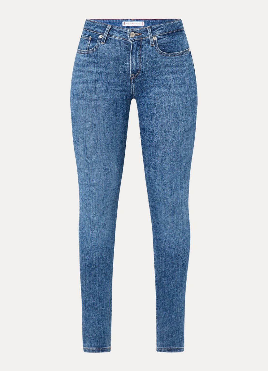 Tommy Hilfiger Como mid waist skinny jeans met medium wassing - voorkant indigo