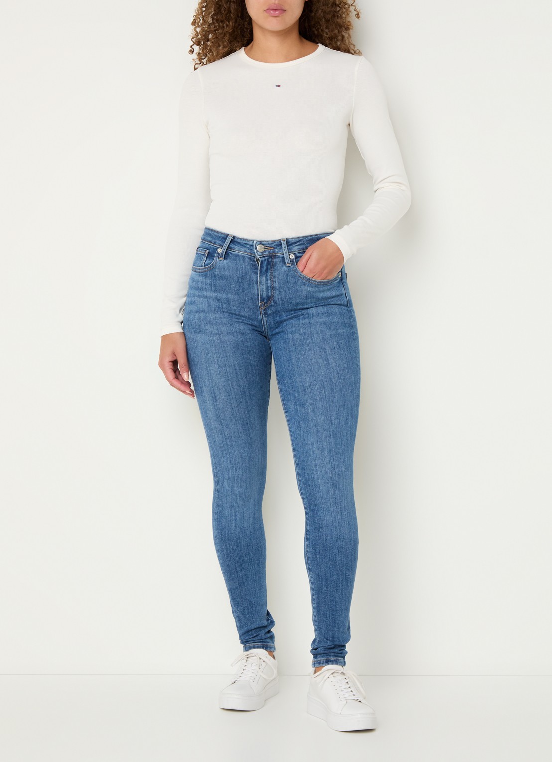 Tommy Hilfiger Como mid waist skinny jeans met medium wassing - voorkant 2 indigo