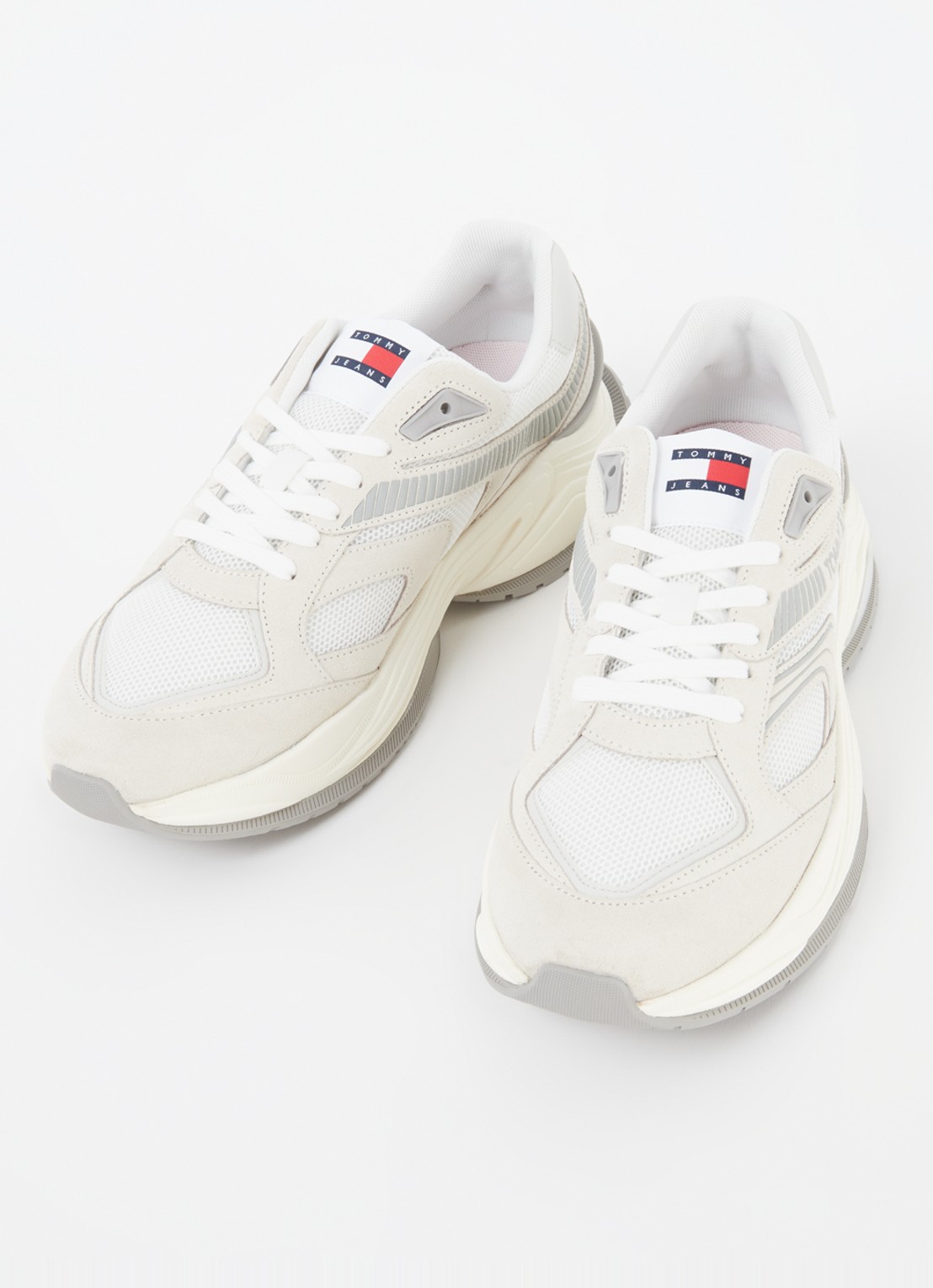 Tommy Hilfiger Confortable Runner sneaker met suède details - detail creme