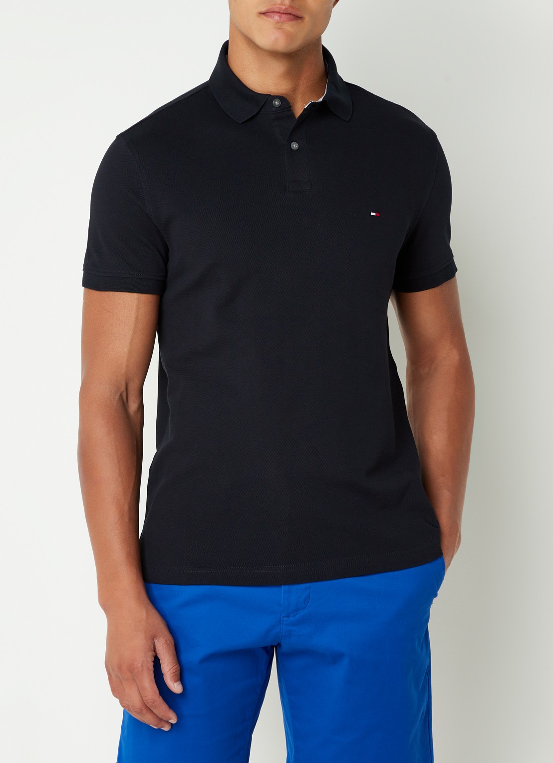 Tommy Hilfiger Core regular fit polo van piqué katoen met logoborduring - detail desert sky-dw5 / blauw