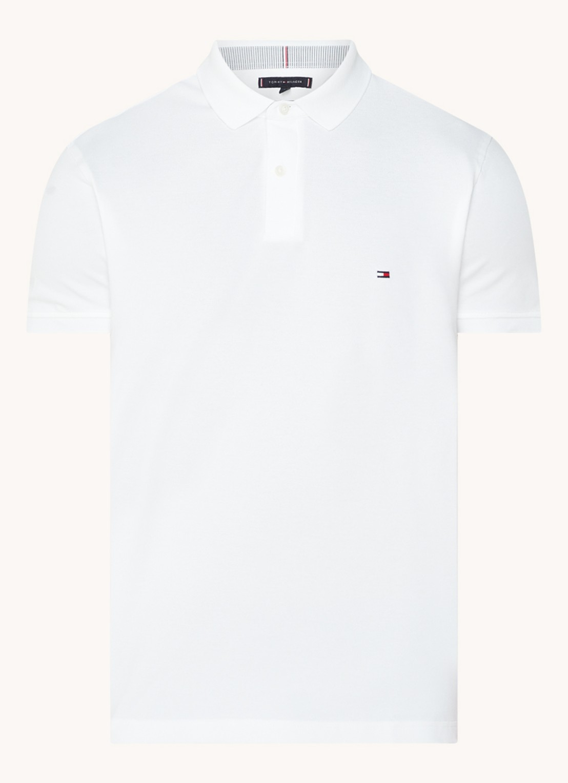 Tommy Hilfiger Core regular fit polo van piqué katoen met logoborduring - voorkant 3 white-ybr / wit