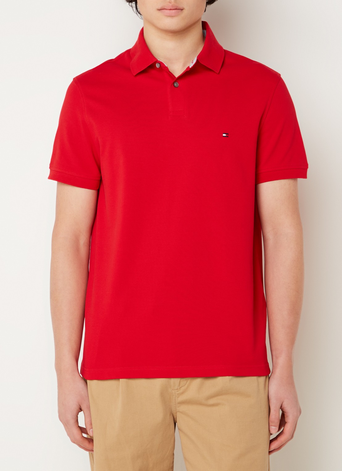 Tommy Hilfiger Core regular fit polo van piqué katoen met logoborduring - detail 3 primary red-xlg / rood