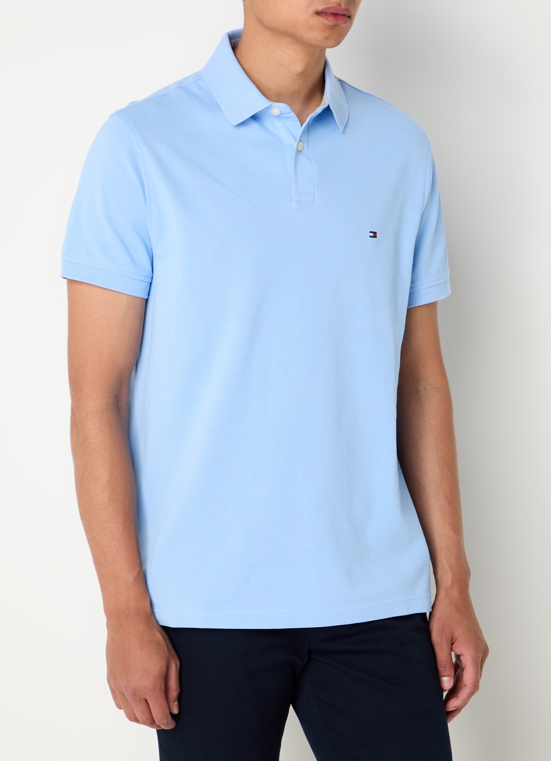 Tommy Hilfiger Core regular fit polo van piqué katoen met logoborduring - detail 2 vessel blue-c1z / blauw