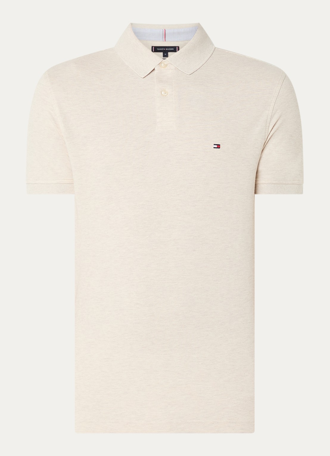 Tommy Hilfiger Core regular fit polo van piqué katoen met logoborduring - voorkant 2 heathered oatmilk-hcx / beige