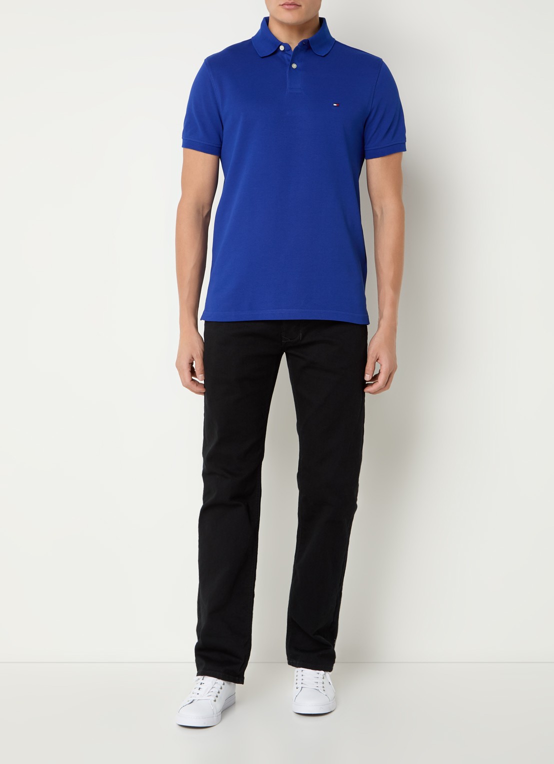 Tommy Hilfiger Core regular fit polo van piqué katoen met logoborduring - voorkant 4 wedge blue-d03 / blauw