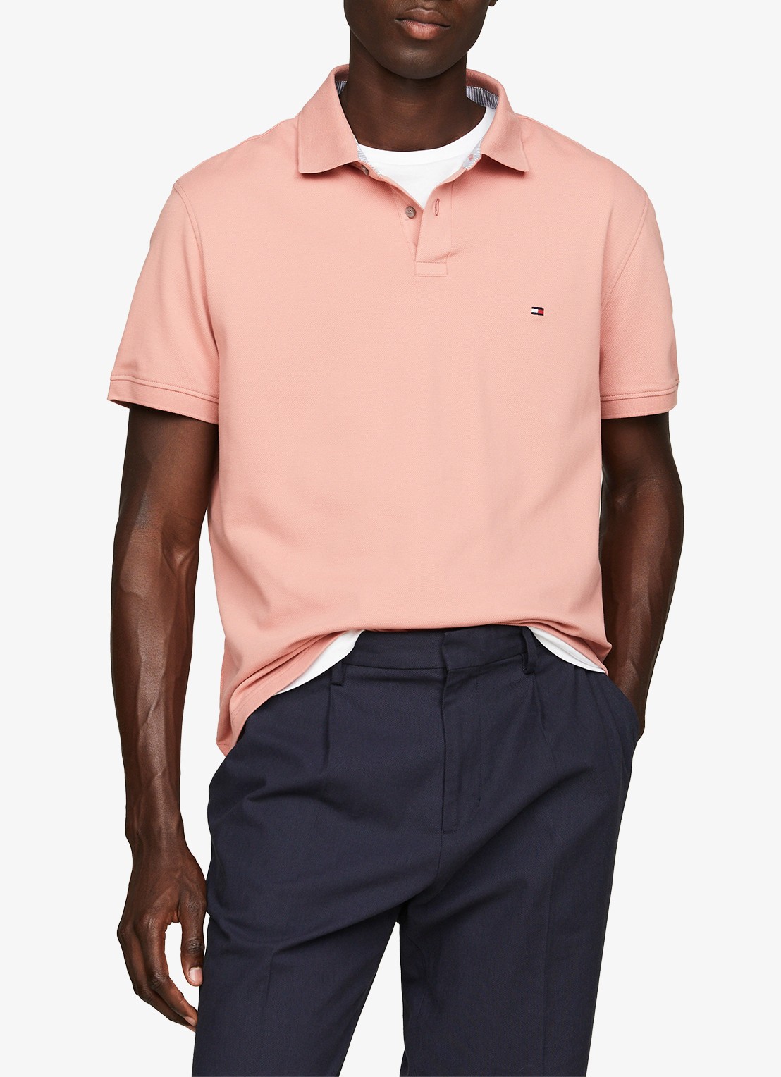 Tommy Hilfiger Core regular fit polo van piqué katoen met logoborduring - voorkant 3 teaberry blossom / roze