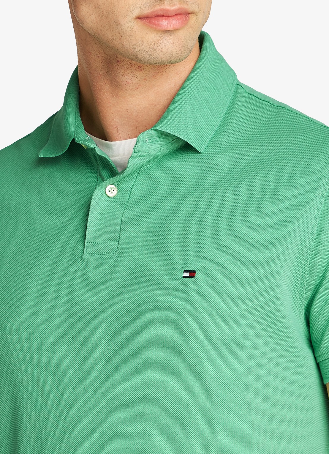Tommy Hilfiger Core regular fit polo van piqué katoen met logoborduring - detail 3 fort green / groen
