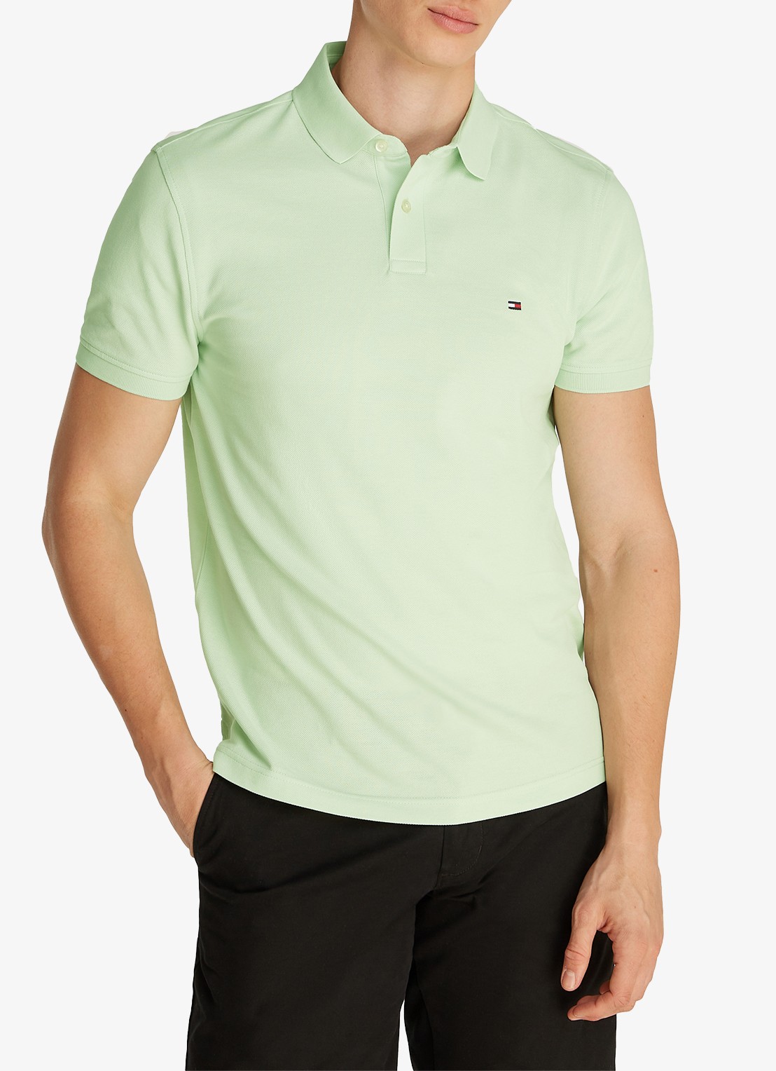 Tommy Hilfiger Core regular fit polo van piqué katoen met logoborduring - detail 4 opal green-lxy / groen