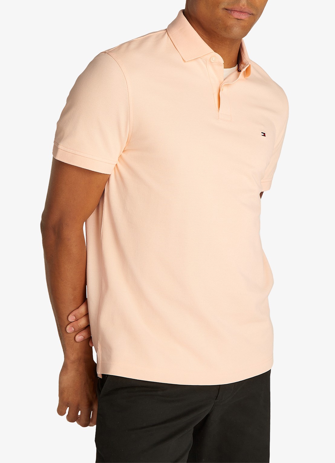 Tommy Hilfiger Core regular fit polo van piqué katoen met logoborduring - detail 4 whipped papaya-tma / beige