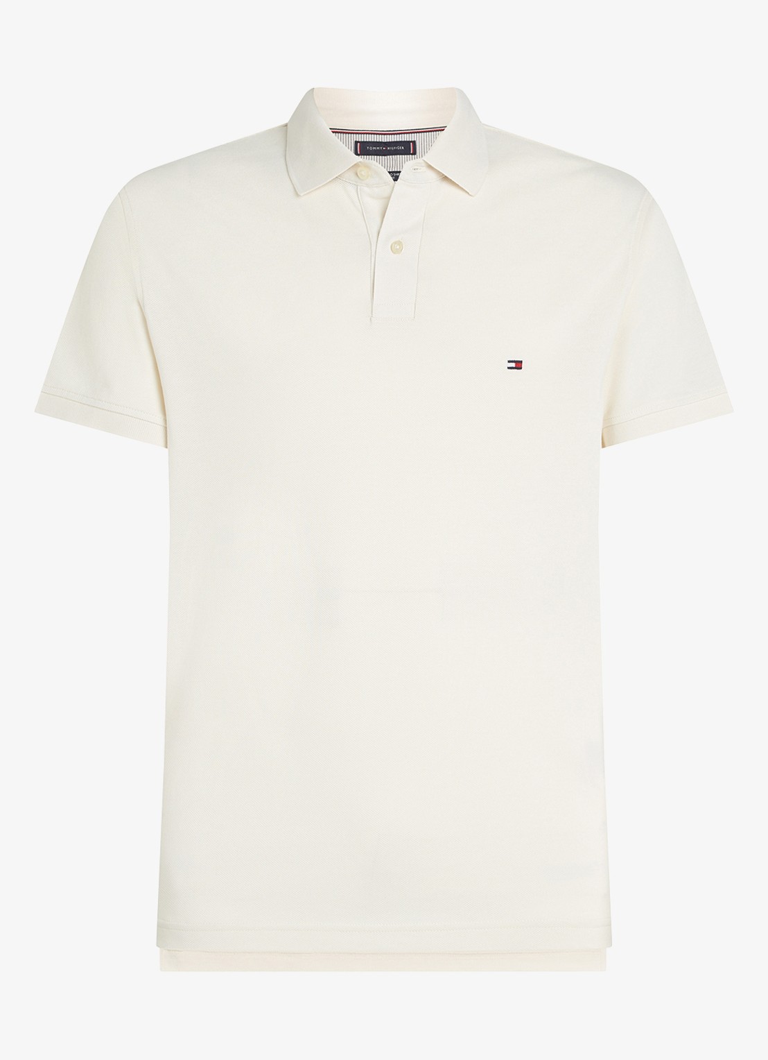Tommy Hilfiger Core regular fit polo van piqué katoen met logoborduring - voorkant 5 ivory petal-z00 / wit