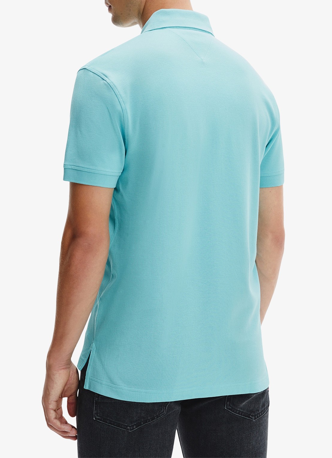 Tommy Hilfiger Core regular fit polo van piqué katoen met logoborduring - achterkant arctic aqua-csr / blauw
