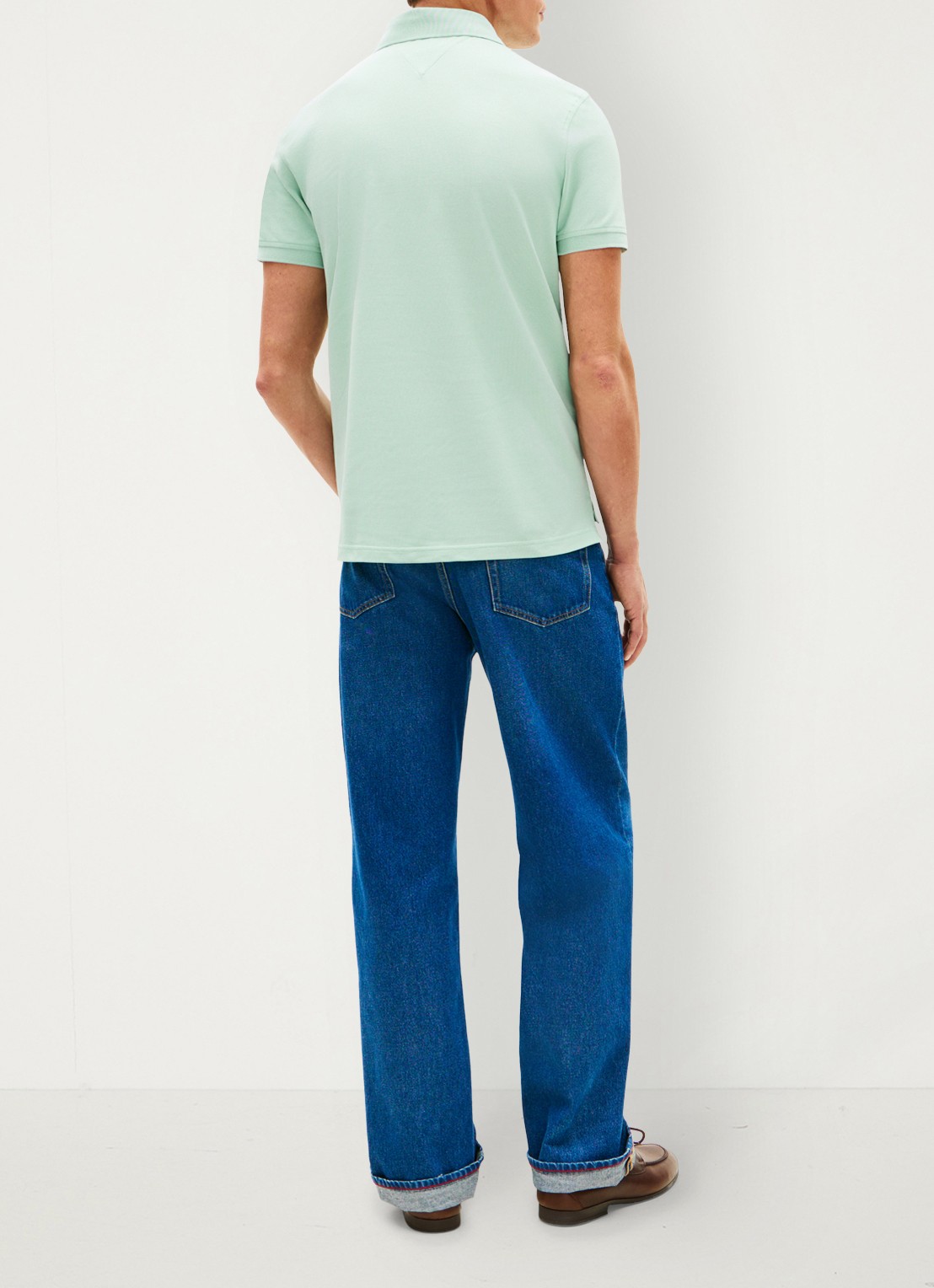 Tommy Hilfiger Core regular fit polo van piqué katoen met logoborduring - achterkant 5 crushed mint-mai / groen