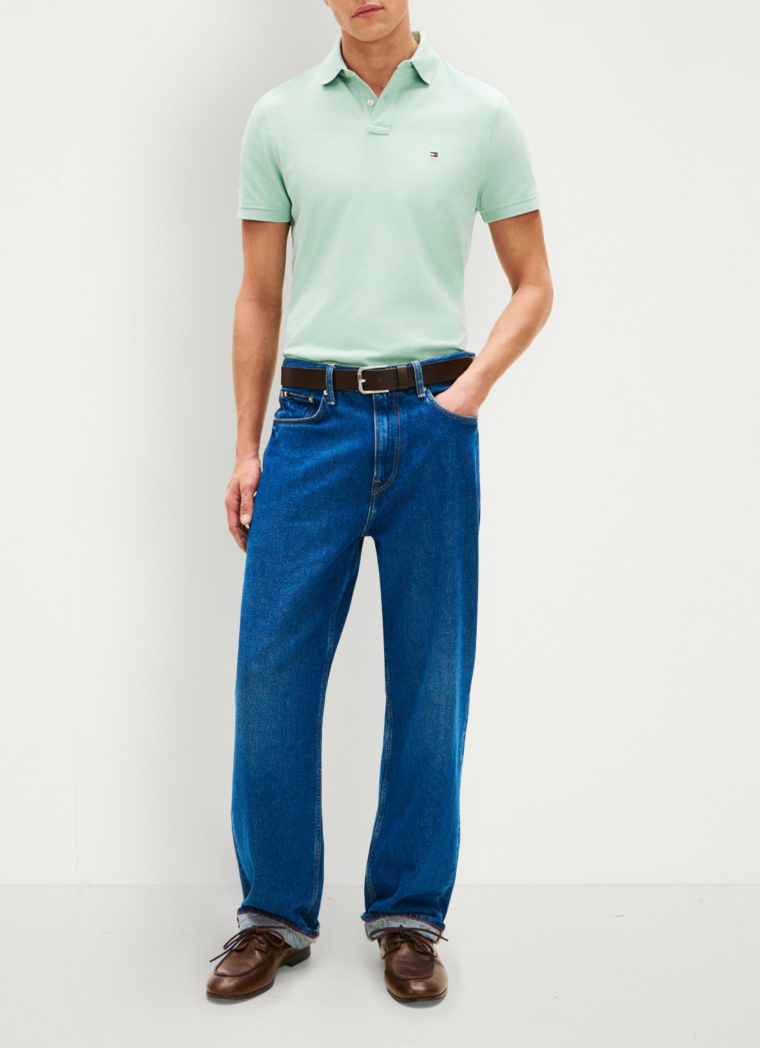Tommy Hilfiger Core regular fit polo van piqué katoen met logoborduring - voorkant 2 crushed mint-mai / groen