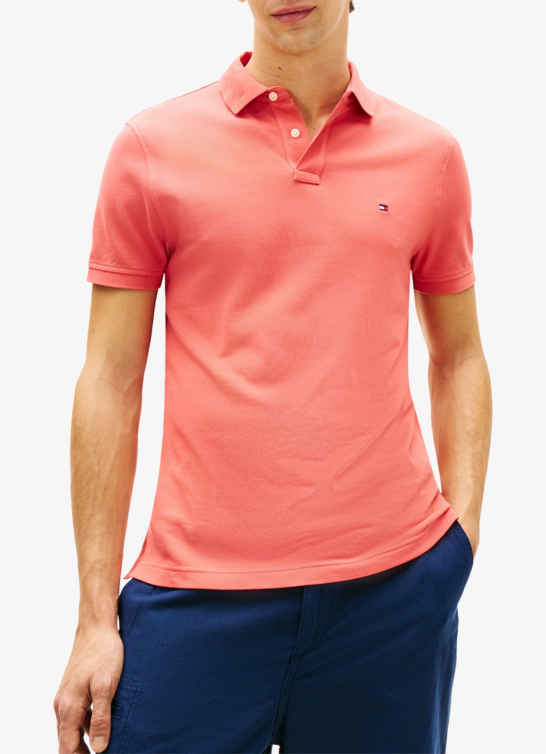 Tommy Hilfiger Core regular fit polo van piqué katoen met logoborduring - detail 3 vintage red-xks / rood