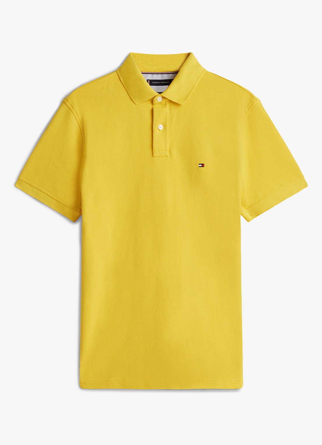Tommy Hilfiger Core regular fit polo van piqué katoen met logoborduring - voorkant morningside yellow-zgx / geel